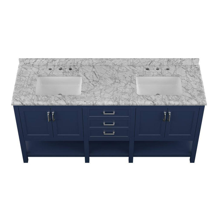 Affinity 72" Double Sink Vanity with White & Gray Carrara Marble Top