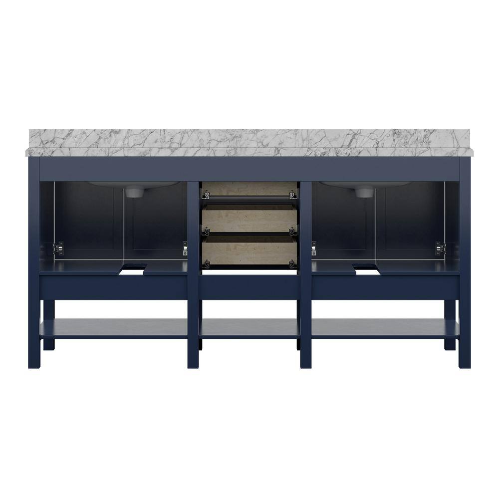 Affinity 72" Double Sink Vanity with White & Gray Carrara Marble Top