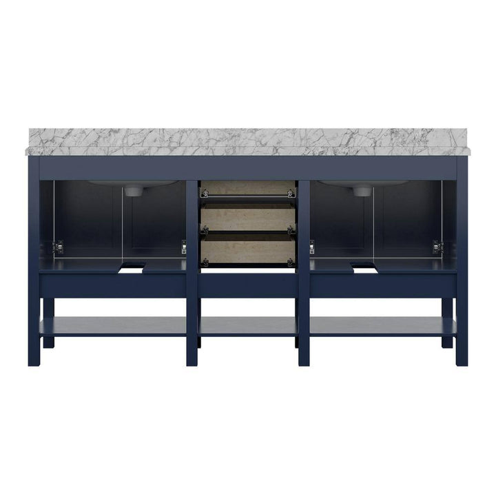 Affinity 72" Double Sink Vanity with White & Gray Carrara Marble Top