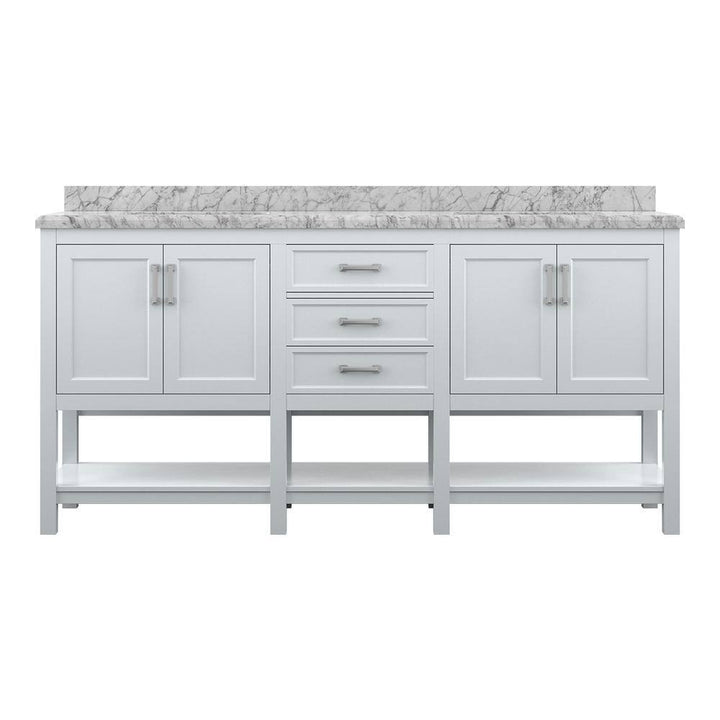 Affinity 72" Double Sink Vanity with White & Gray Carrara Marble Top