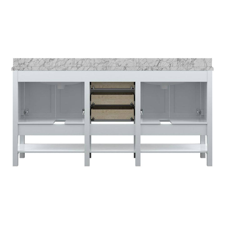 Affinity 72" Double Sink Vanity with White & Gray Carrara Marble Top