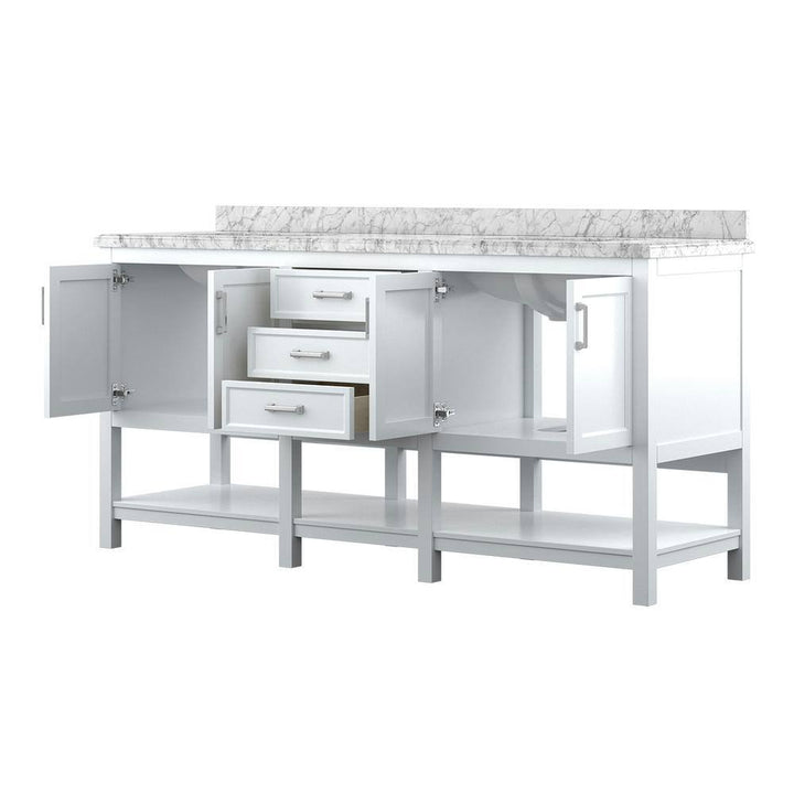 Affinity 72" Double Sink Vanity with White & Gray Carrara Marble Top