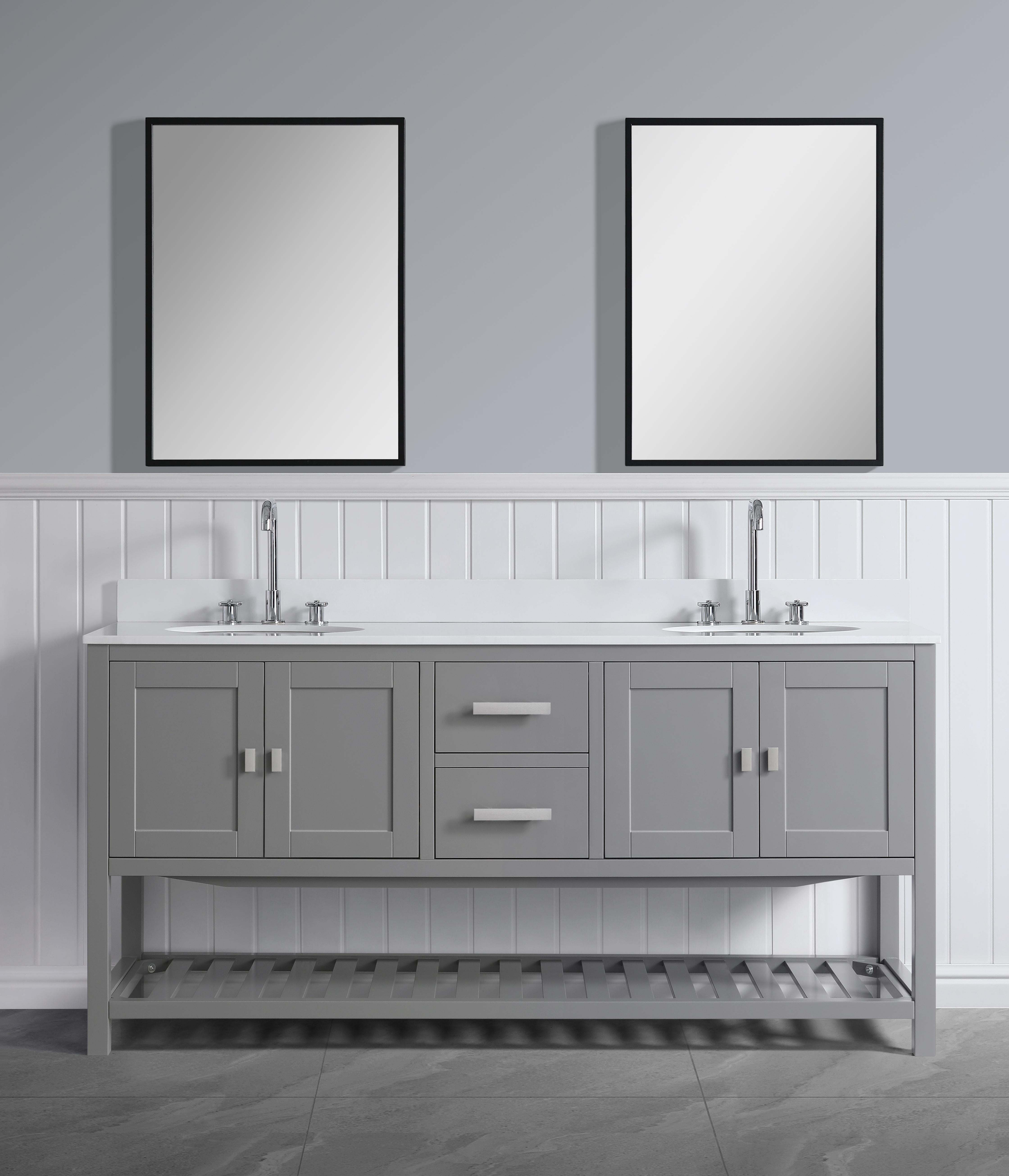 Monaco 72" Double Sink Bathroom Vanity Base Cabinet without Top