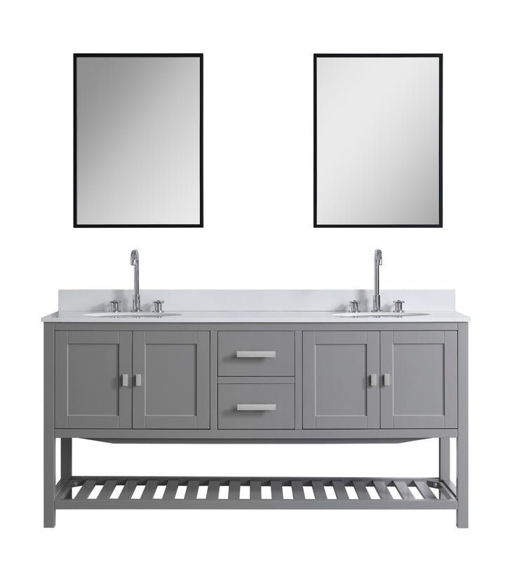 Monaco 72" Double Sink Bathroom Vanity Base Cabinet without Top