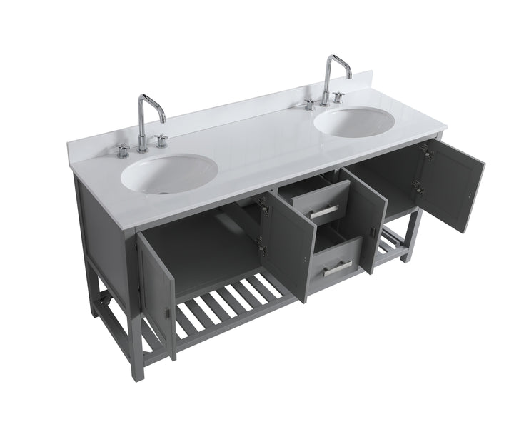Monaco 72" Double Sink Bathroom Vanity Base Cabinet without Top