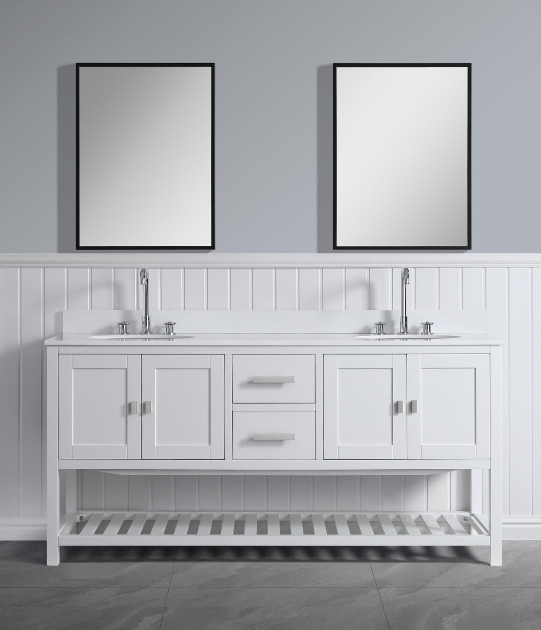 Monaco 72" Double Sink Bathroom Vanity Base Cabinet without Top