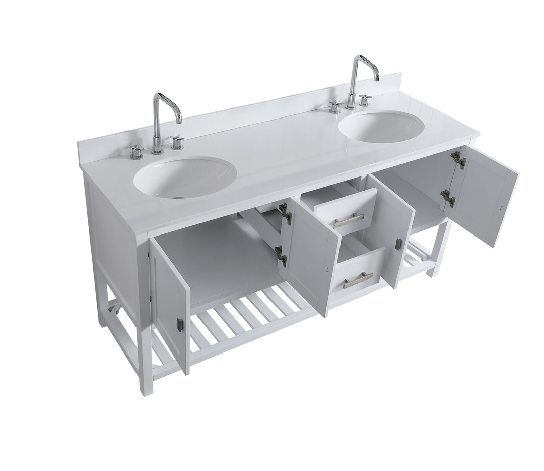 Monaco 72" Double Sink Bathroom Vanity Base Cabinet without Top