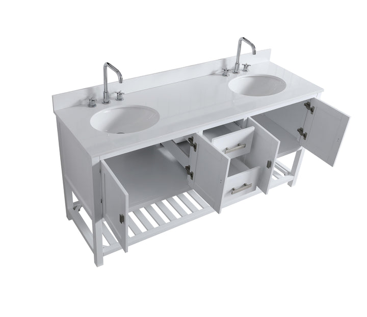 Monaco 72" Double Sink Bathroom Vanity Base Cabinet without Top