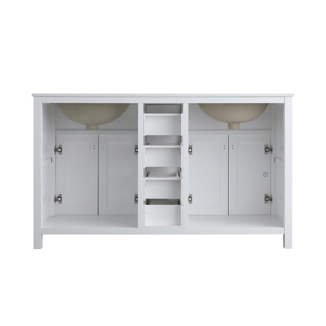 London 60.5" Double Sink Vanity Cabinet Only in White