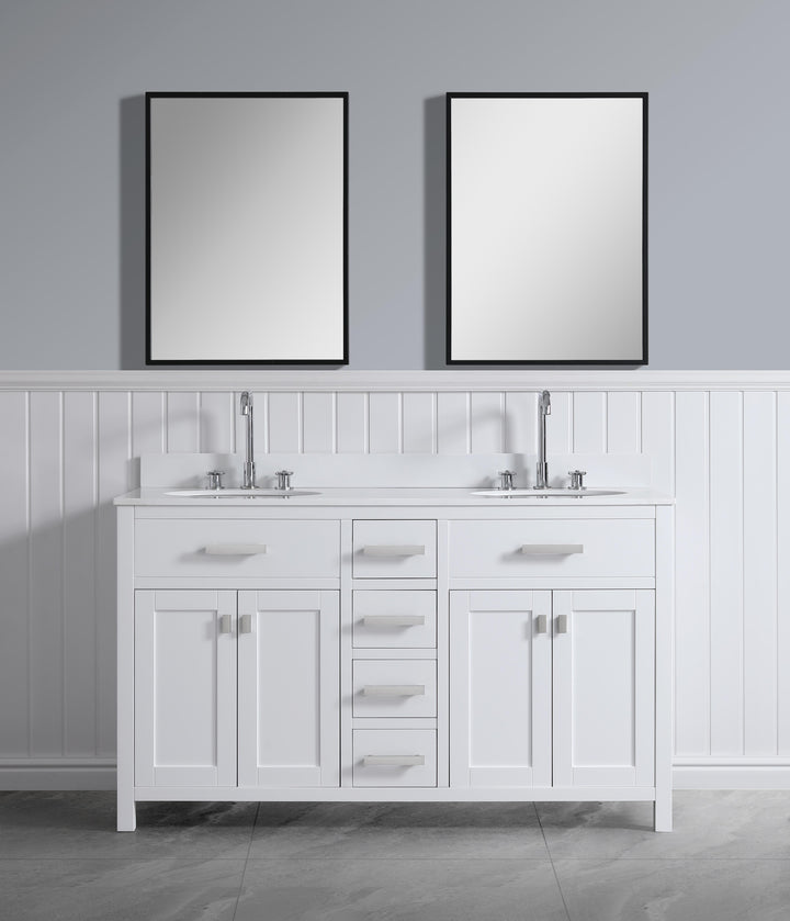 London 60.5" Double Sink Vanity Cabinet Only in White
