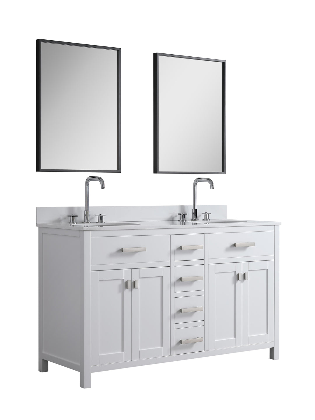 London 60.5" Double Sink Vanity Cabinet Only in White