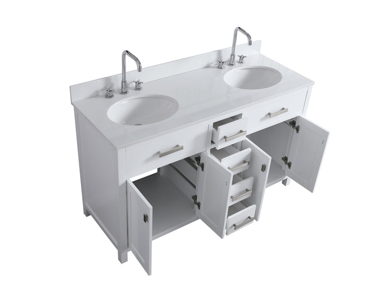 London 60.5" Double Sink Vanity Cabinet Only in White