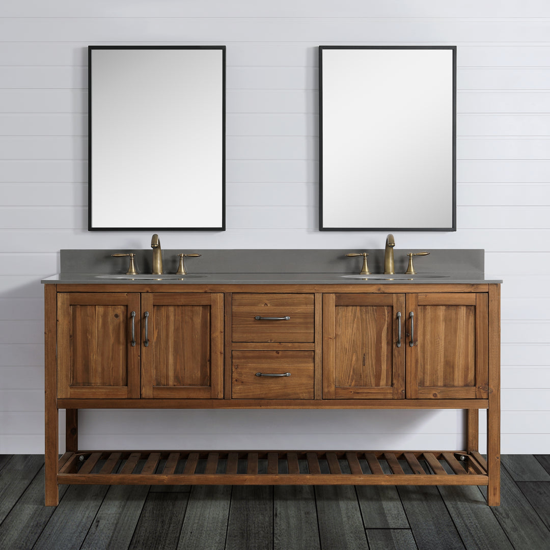 Austin 72" Vanity Base Built With Reclaimed Wood in Walnut Finish