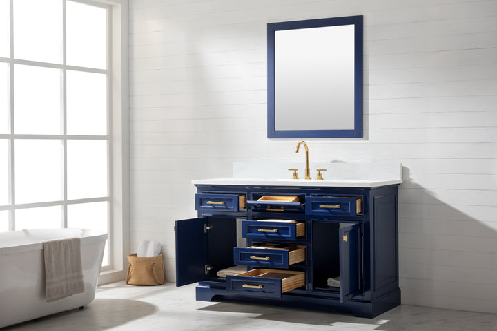 Milano 54" Single Sink Vanity with White Quartz Top
