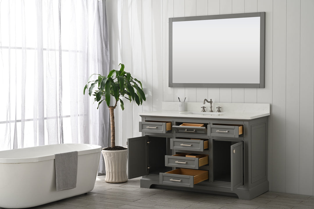 Milano 54" Single Sink Vanity with White Quartz Top
