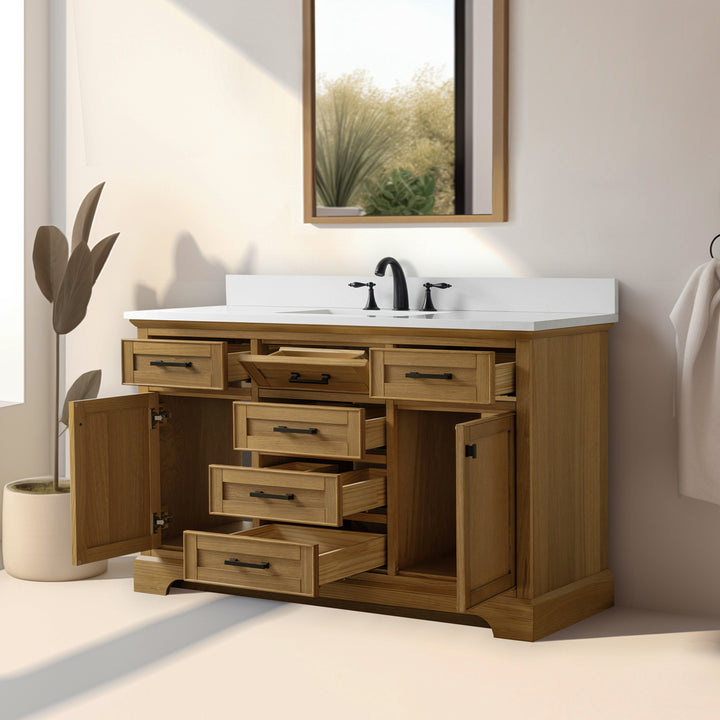 Milano 54" Single Sink Vanity with White Quartz Top