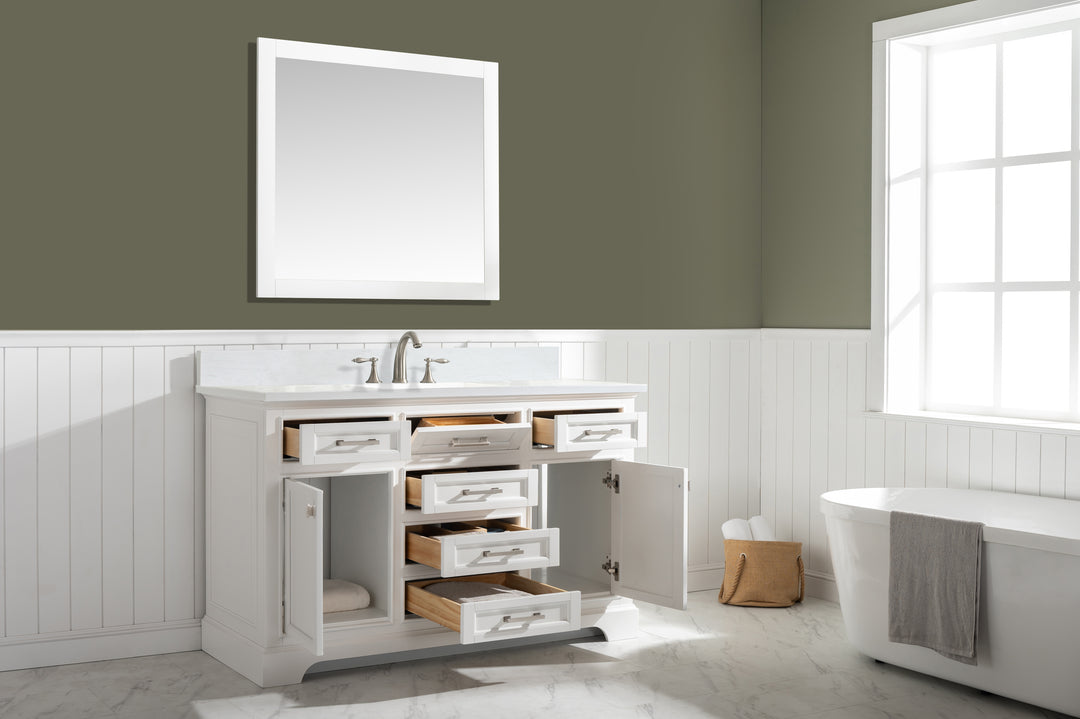 Milano 54" Single Sink Vanity with White Quartz Top