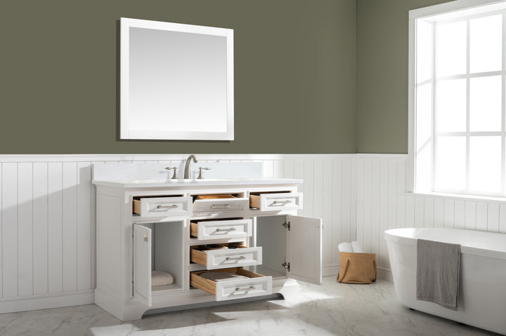 Milano 54" Single Sink Vanity with White Quartz Top
