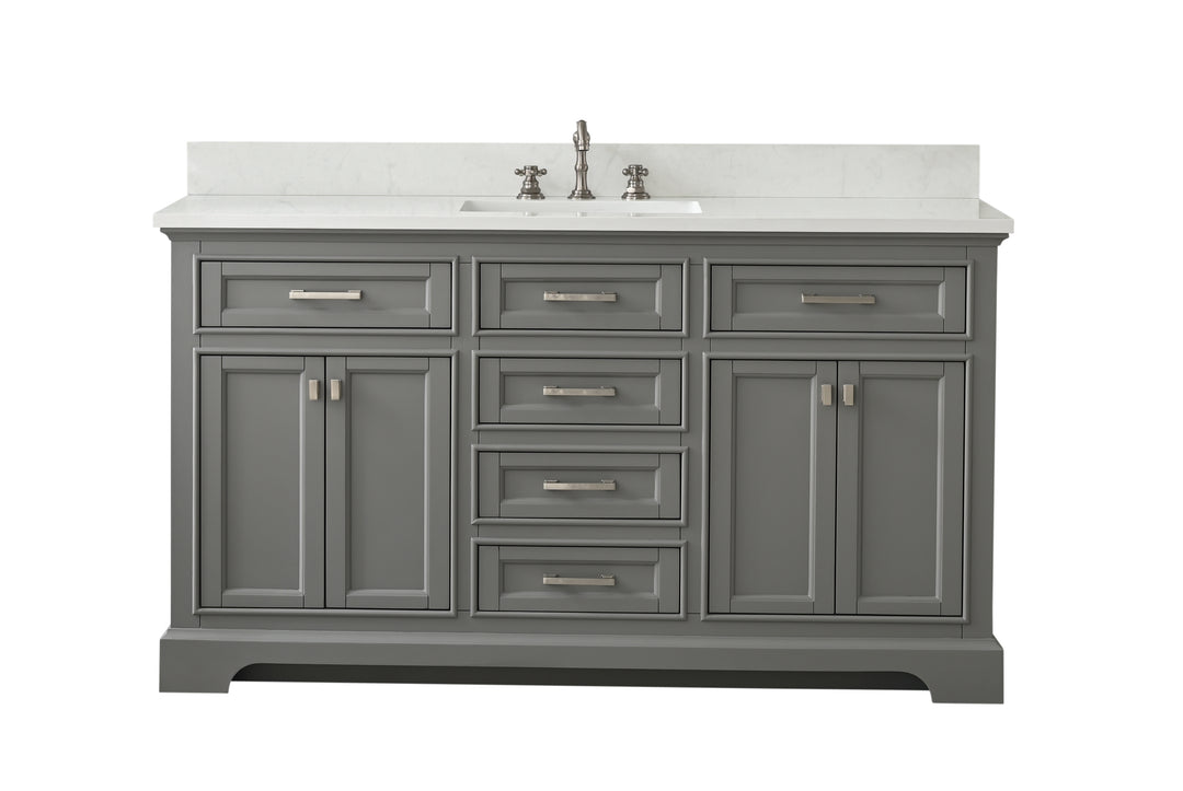 Milano 60" Single Sink Vanity with White Quartz Top