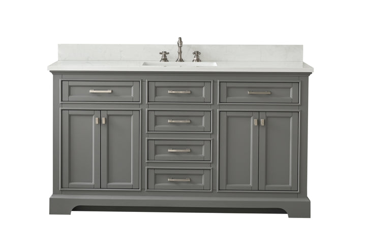 Milano 60" Single Sink Vanity with White Quartz Top