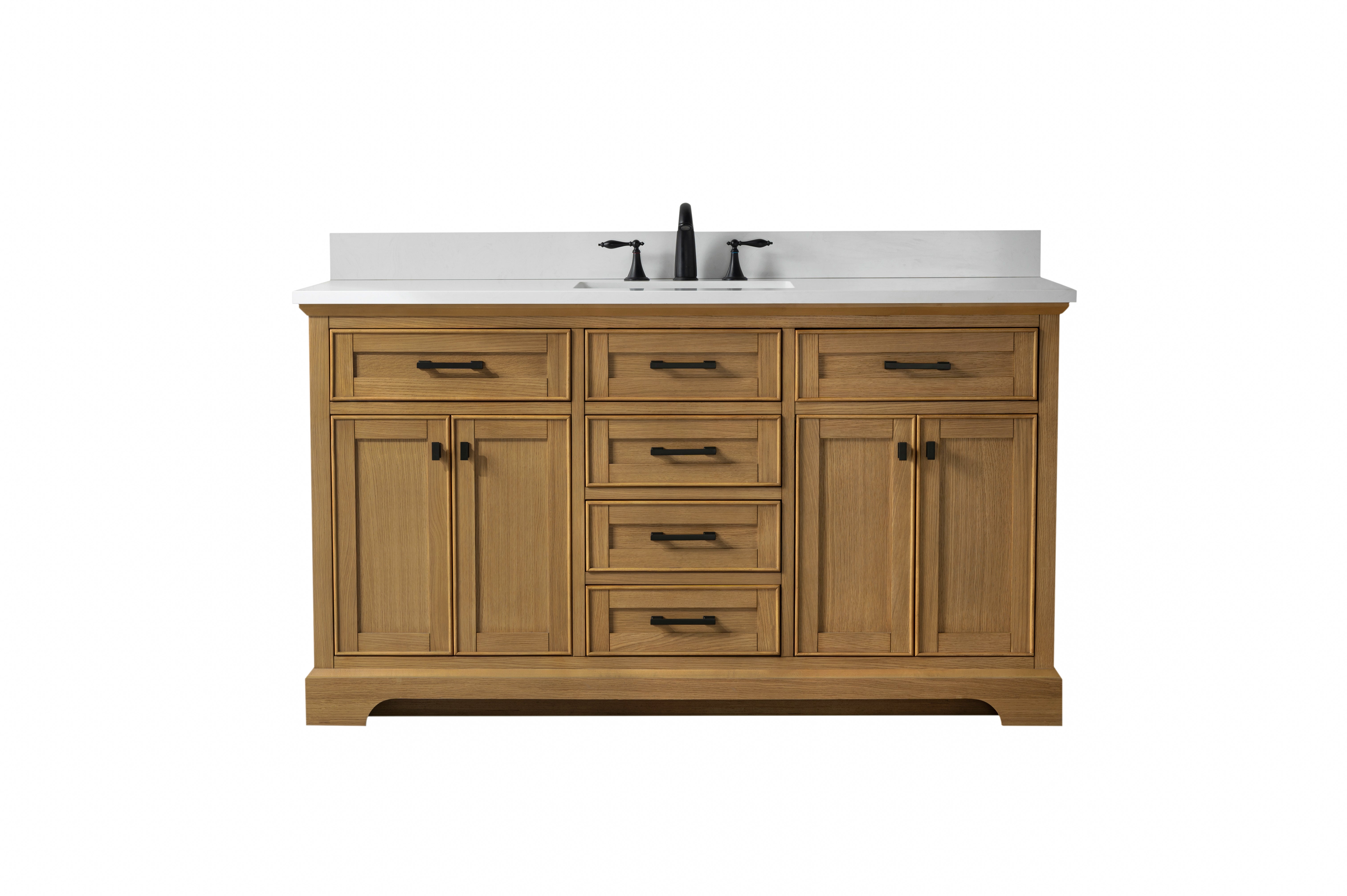 Milano 60" Single Sink Vanity with White Quartz Top