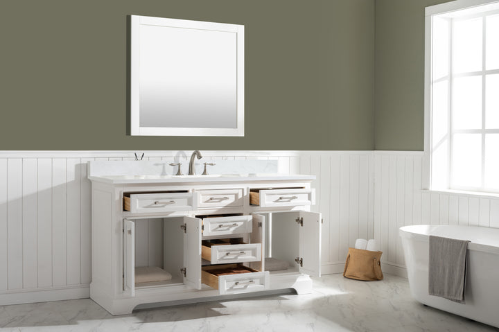 Milano 60" Single Sink Vanity with White Quartz Top