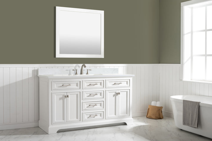 Milano 60" Single Sink Vanity with White Quartz Top