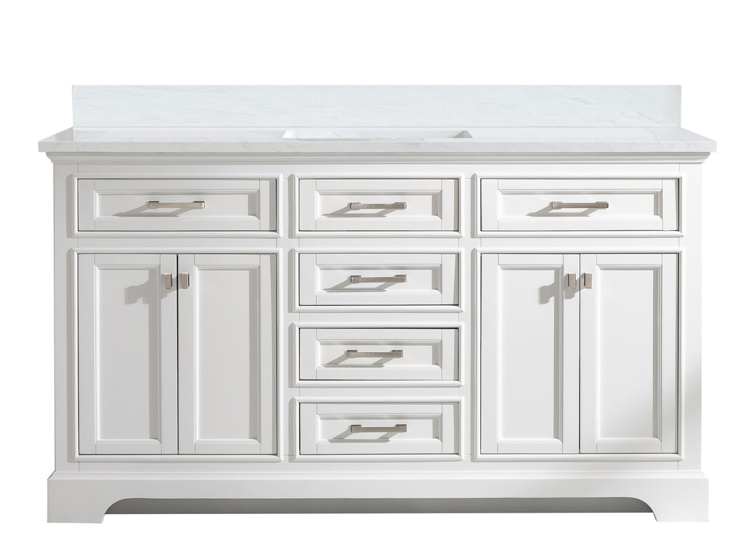 Milano 60" Single Sink Vanity with White Quartz Top