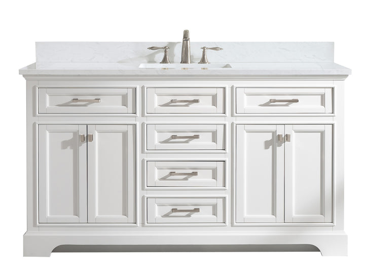 Milano 60" Single Sink Vanity with White Quartz Top