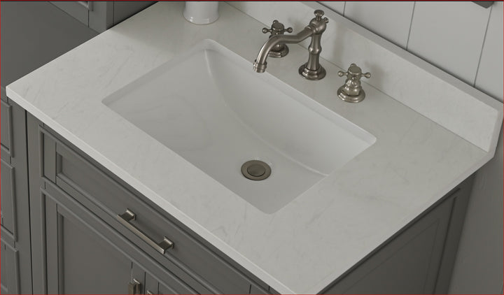 Milano 84" Modular Double Sink Vanity Set with White Quartz Top