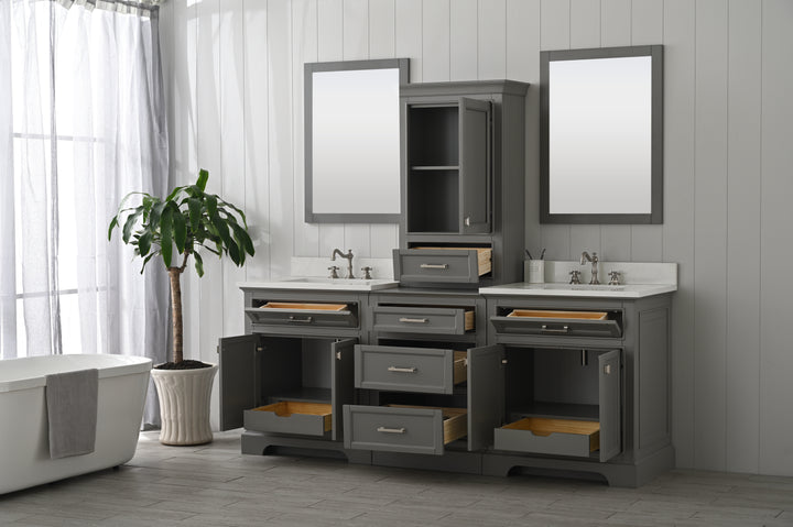 Milano 84" Modular Double Sink Vanity Set with White Quartz Top