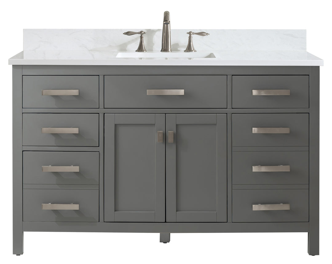 Valentino 54" Single Sink Vanity with White Quartz Top