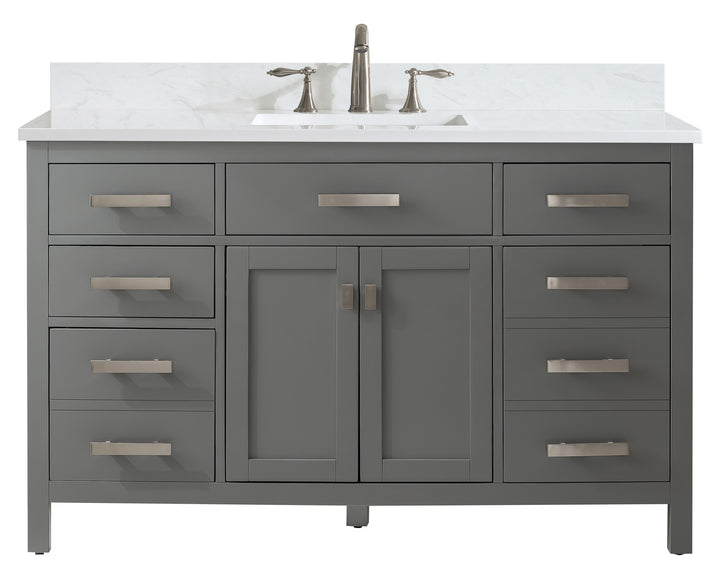 Valentino 54" Single Sink Vanity with White Quartz Top