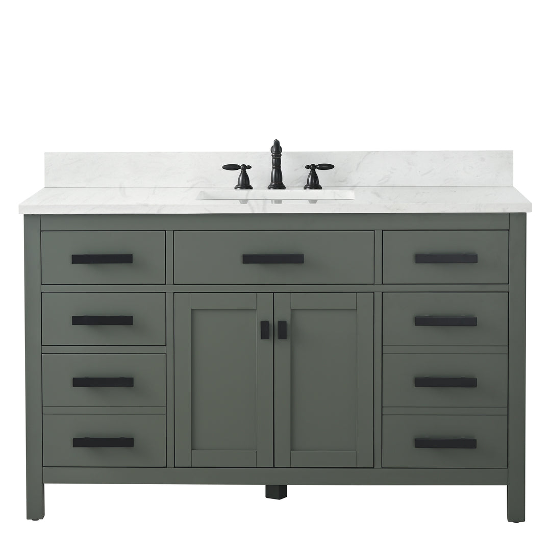 Valentino 54" Single Sink Vanity with White Quartz Top