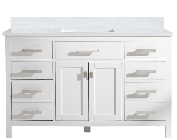 Valentino 54" Single Sink Vanity with White Quartz Top