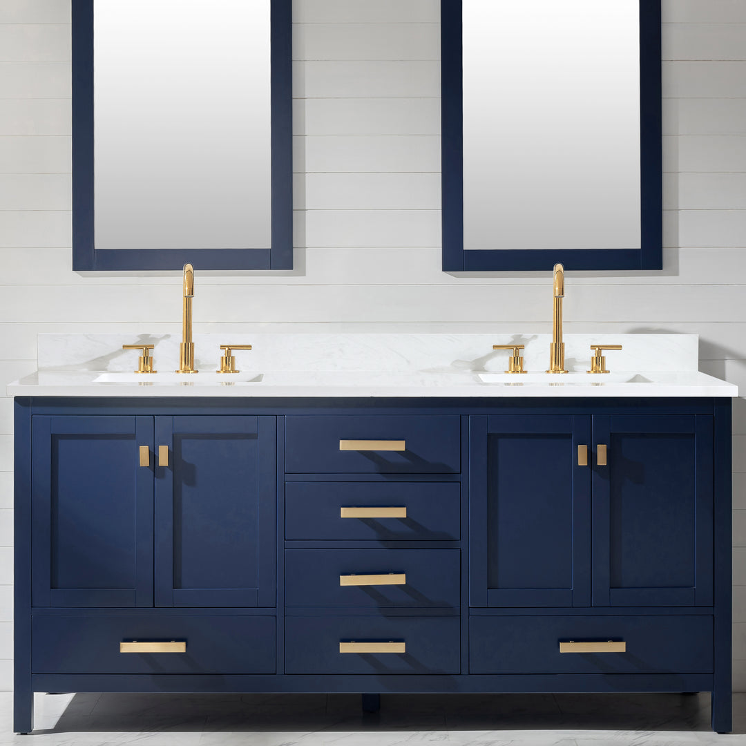 Valentino 72" Single Sink Vanity with White Quartz Top