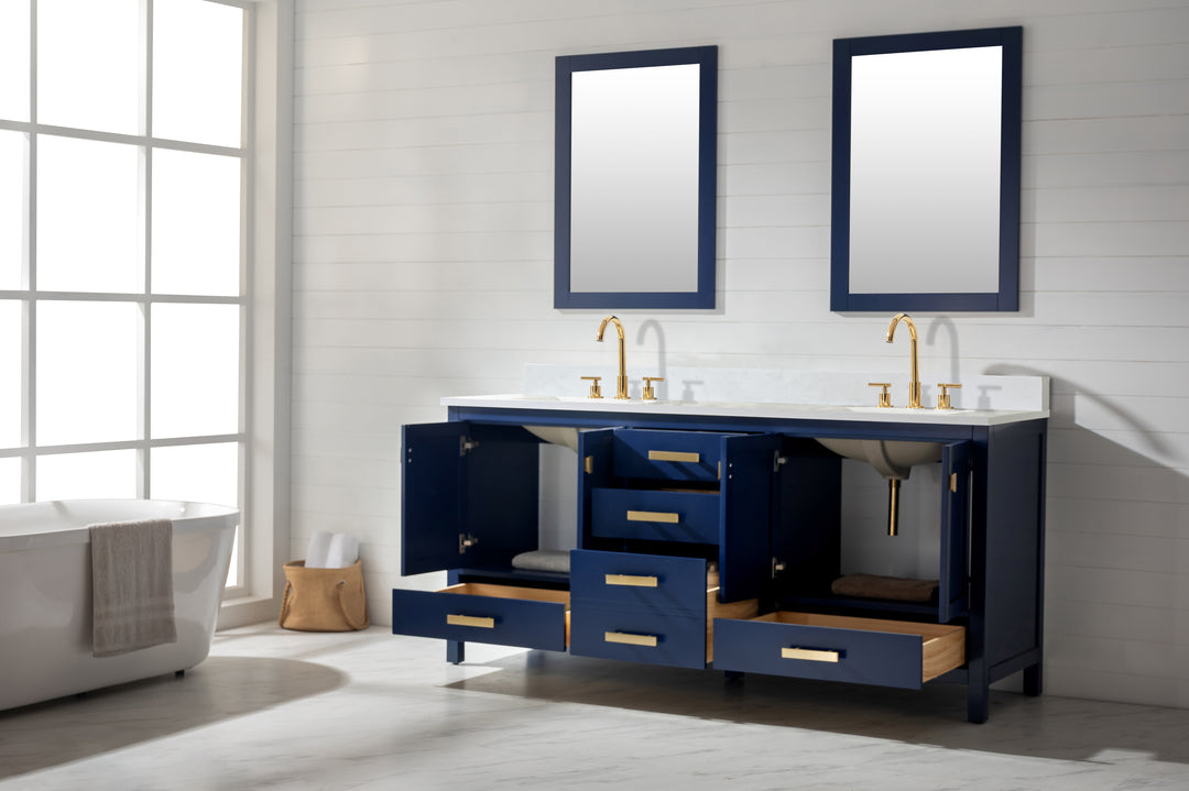 Valentino 72" Single Sink Vanity with White Quartz Top