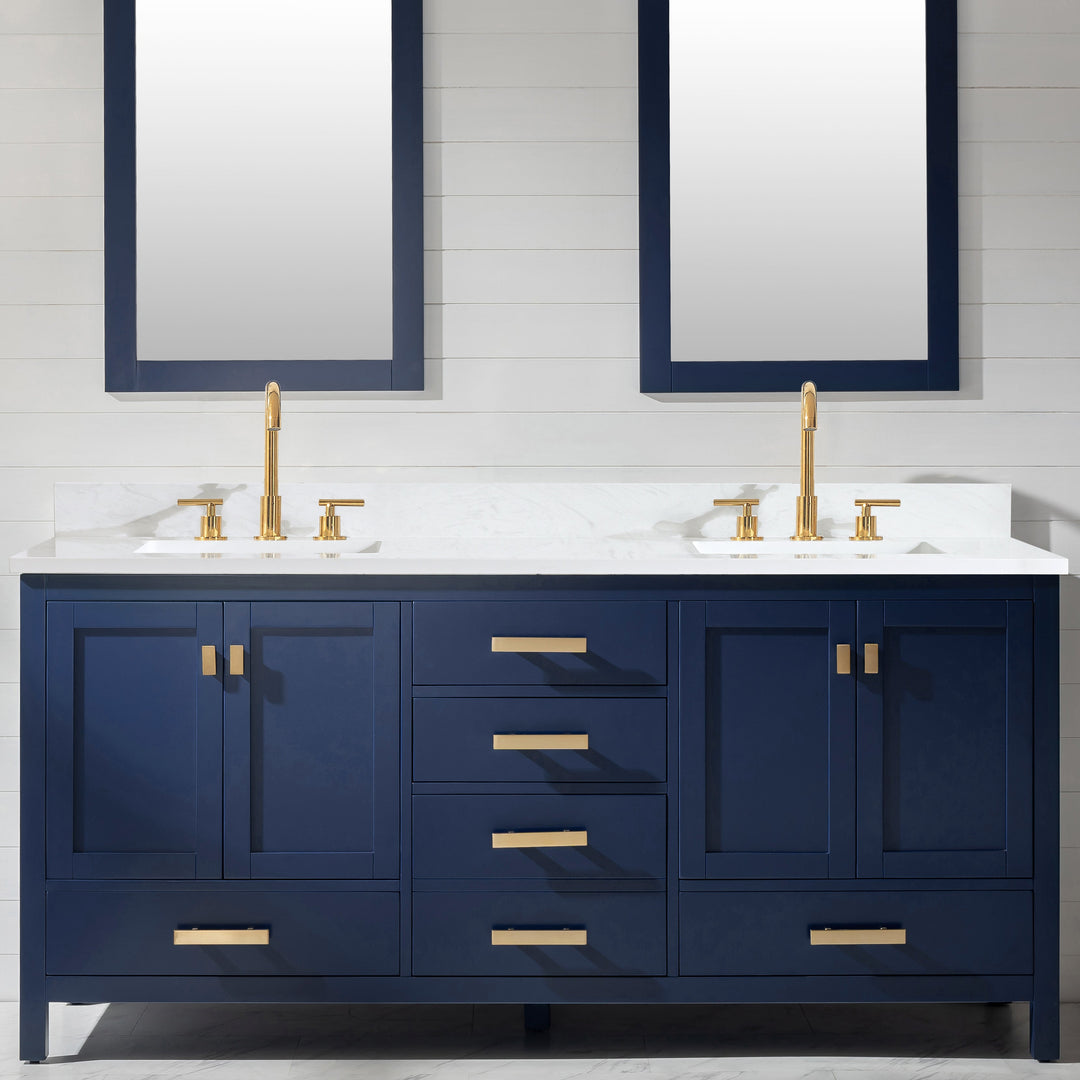 Valentino 72" Single Sink Vanity with White Quartz Top