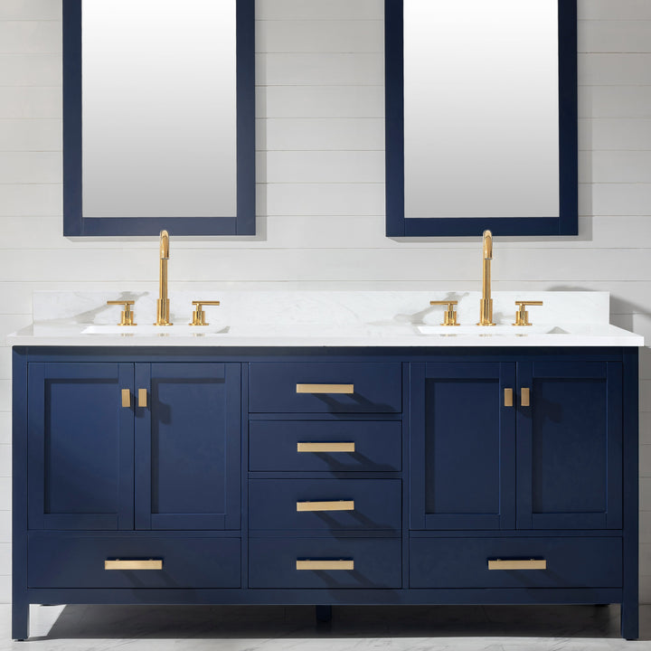 Valentino 72" Single Sink Vanity with White Quartz Top
