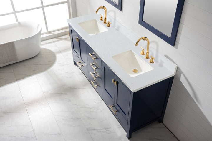 Valentino 72" Single Sink Vanity with White Quartz Top