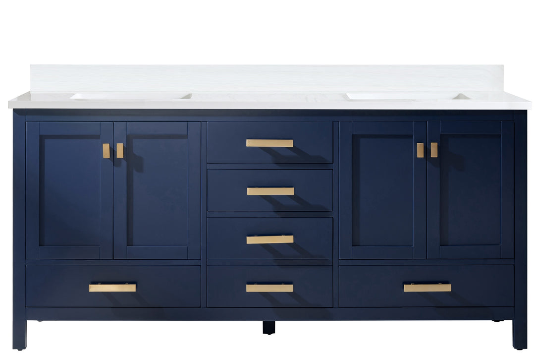 Valentino 72" Single Sink Vanity with White Quartz Top