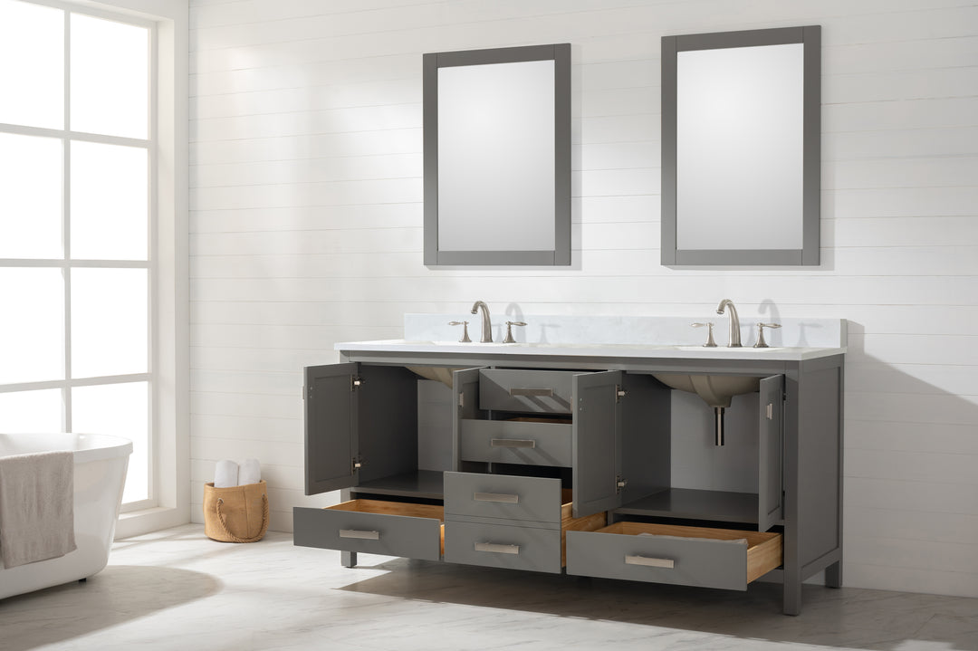 Valentino 72" Single Sink Vanity with White Quartz Top