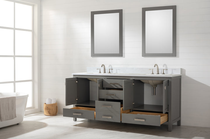 Valentino 72" Single Sink Vanity with White Quartz Top