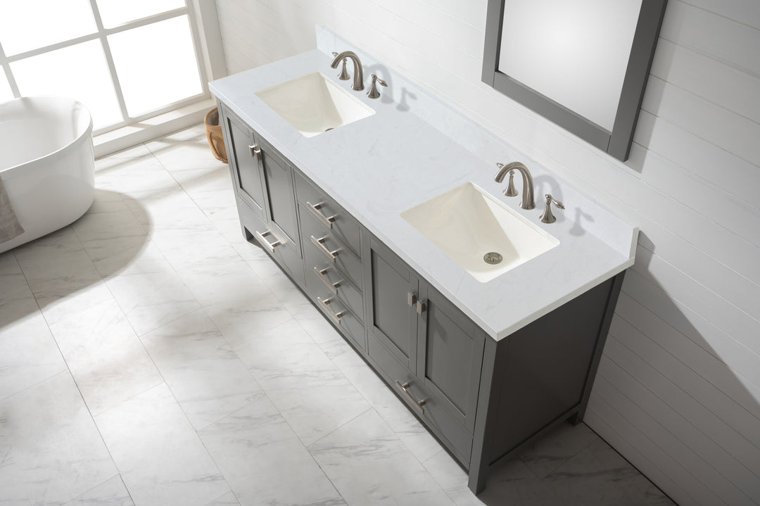 Valentino 72" Single Sink Vanity with White Quartz Top