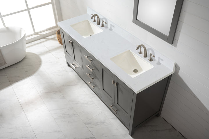 Valentino 72" Single Sink Vanity with White Quartz Top