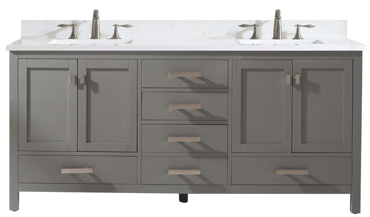 Valentino 72" Single Sink Vanity with White Quartz Top