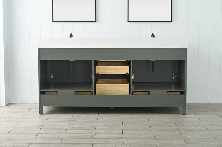 Valentino 72" Single Sink Vanity with White Quartz Top