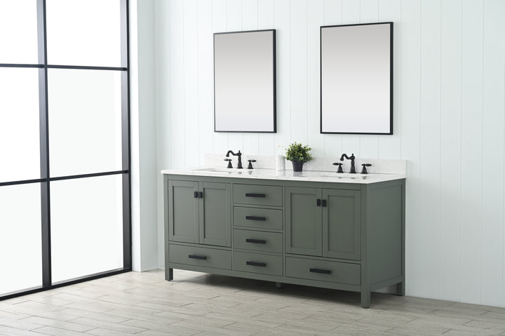 Valentino 72" Single Sink Vanity with White Quartz Top