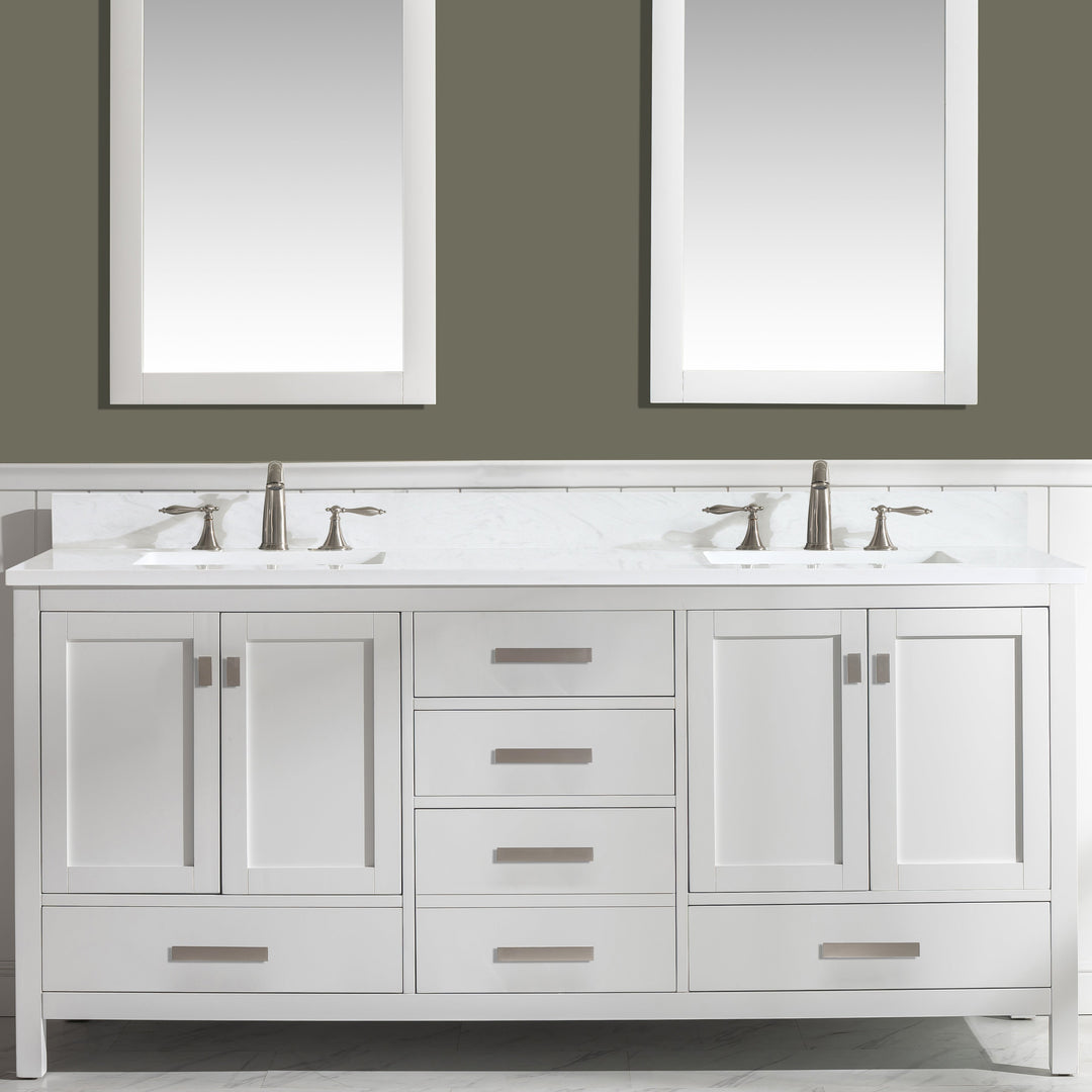 Valentino 72" Single Sink Vanity with White Quartz Top