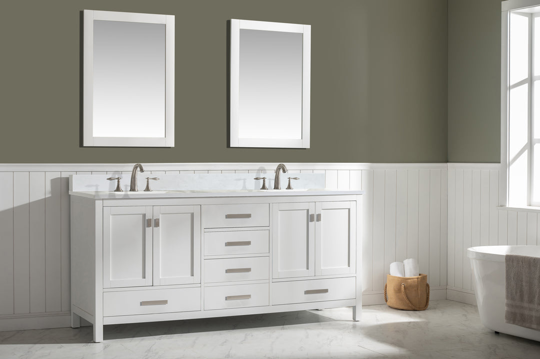 Valentino 72" Single Sink Vanity with White Quartz Top
